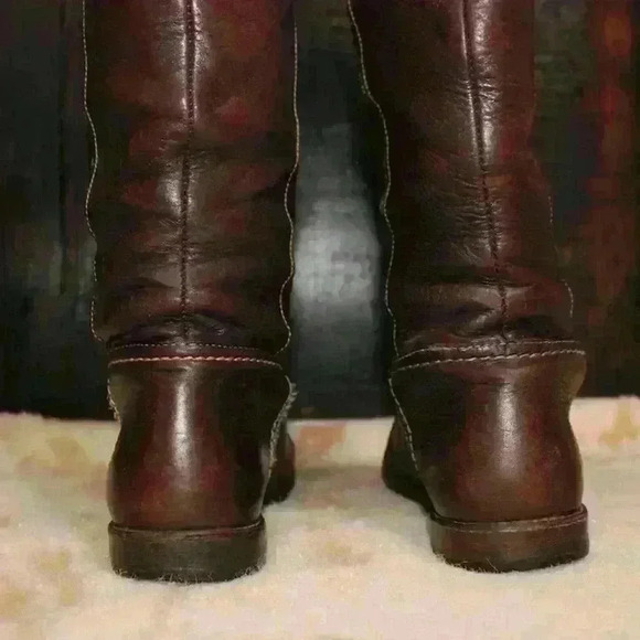 VINTAGE FRYE Brown Knee High Fold Over Riding Boots Buckle Back Women 5.5 - 6 - Picture 7 of 16